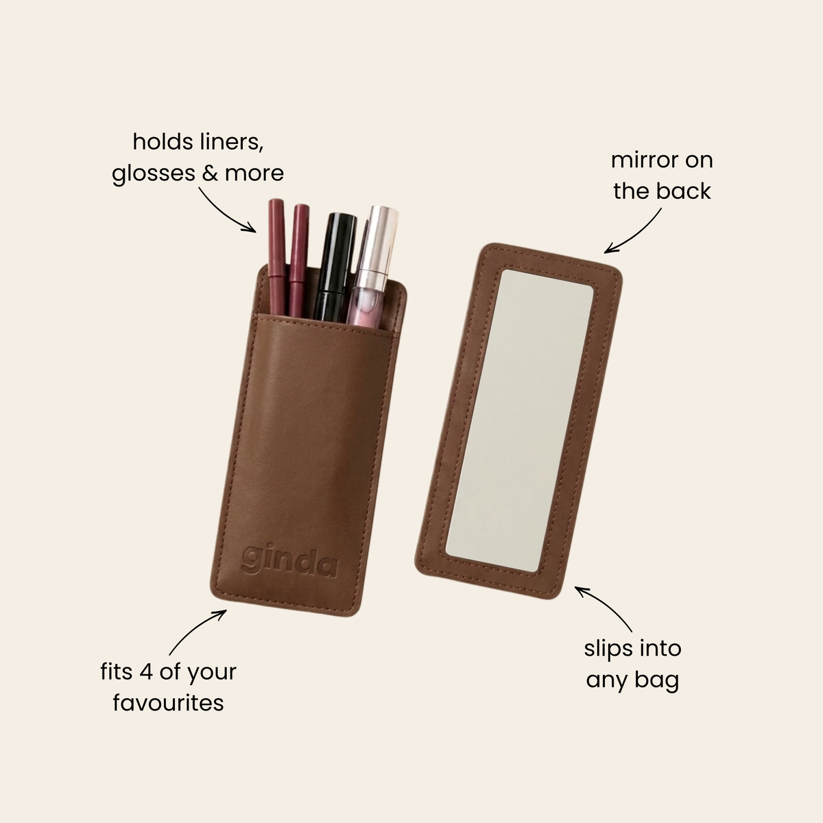 Estuche de maquillaje choco con espejo integrado — ginda